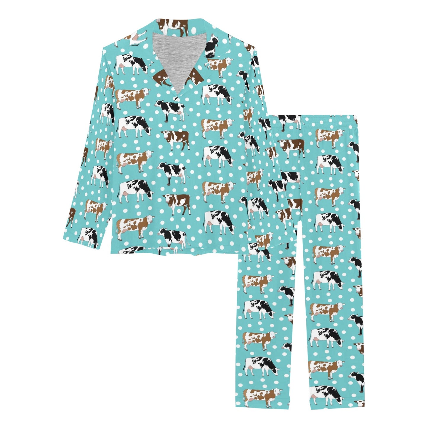 Cattle Print Design LKS405 Women's Long Pajama Set