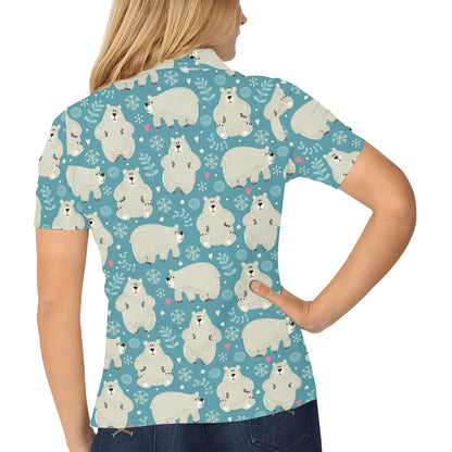 Bear Pattern Print Design BE04 Women's Polo Shirt