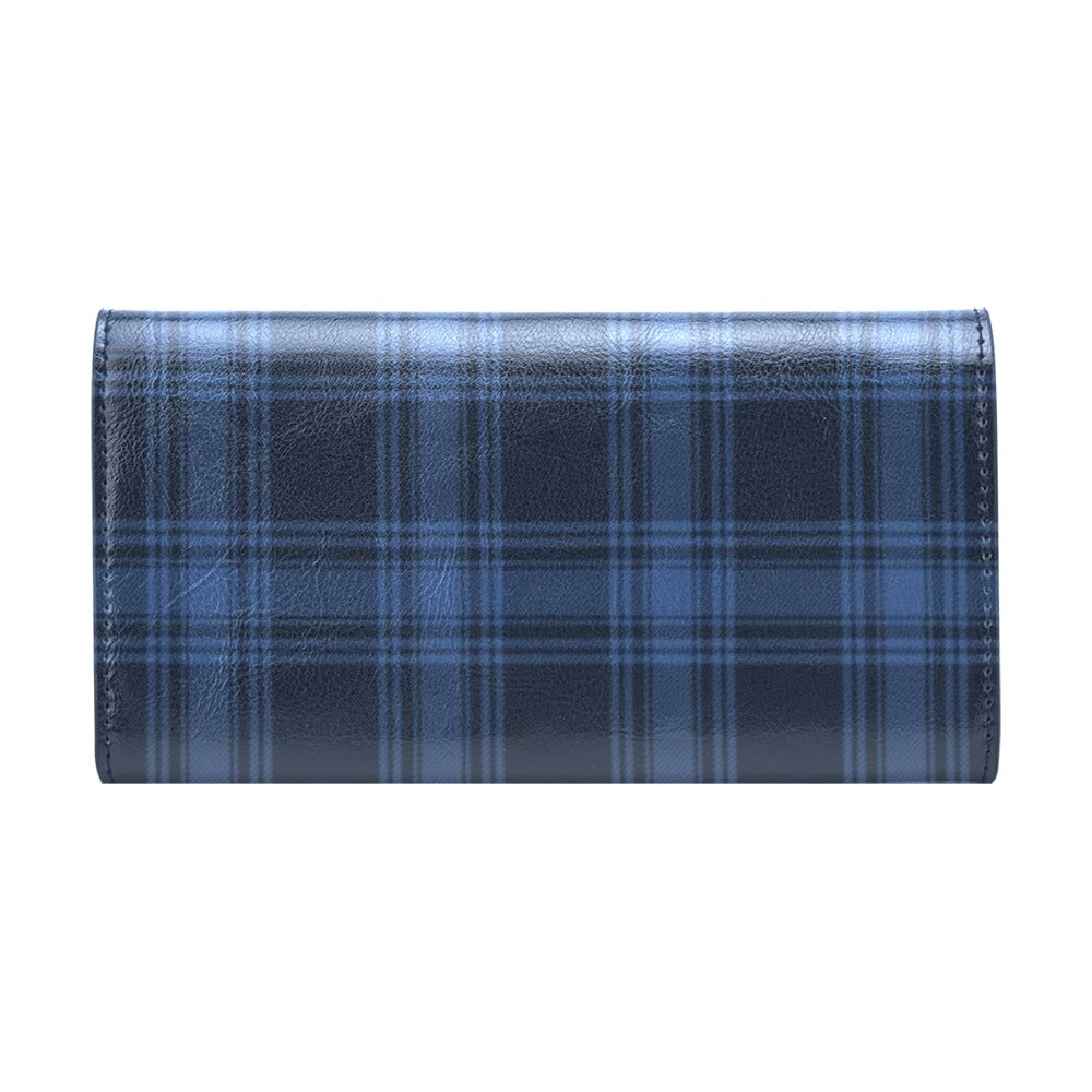 Tartan Blue Print Design LKS304 Women's Trifold Wallet
