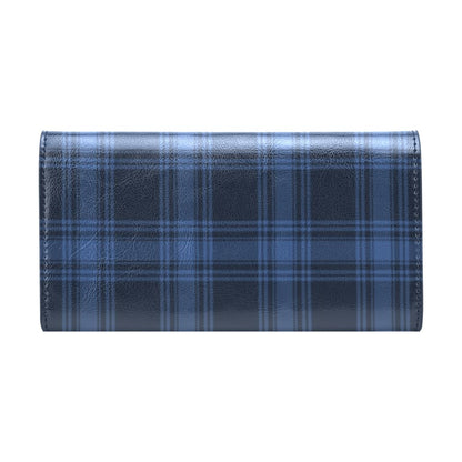 Tartan Blue Print Design LKS304 Women's Trifold Wallet