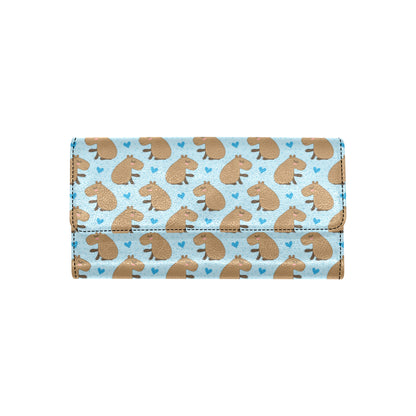Capybara Pattern Print Design 01 Women's Trifold Wallet