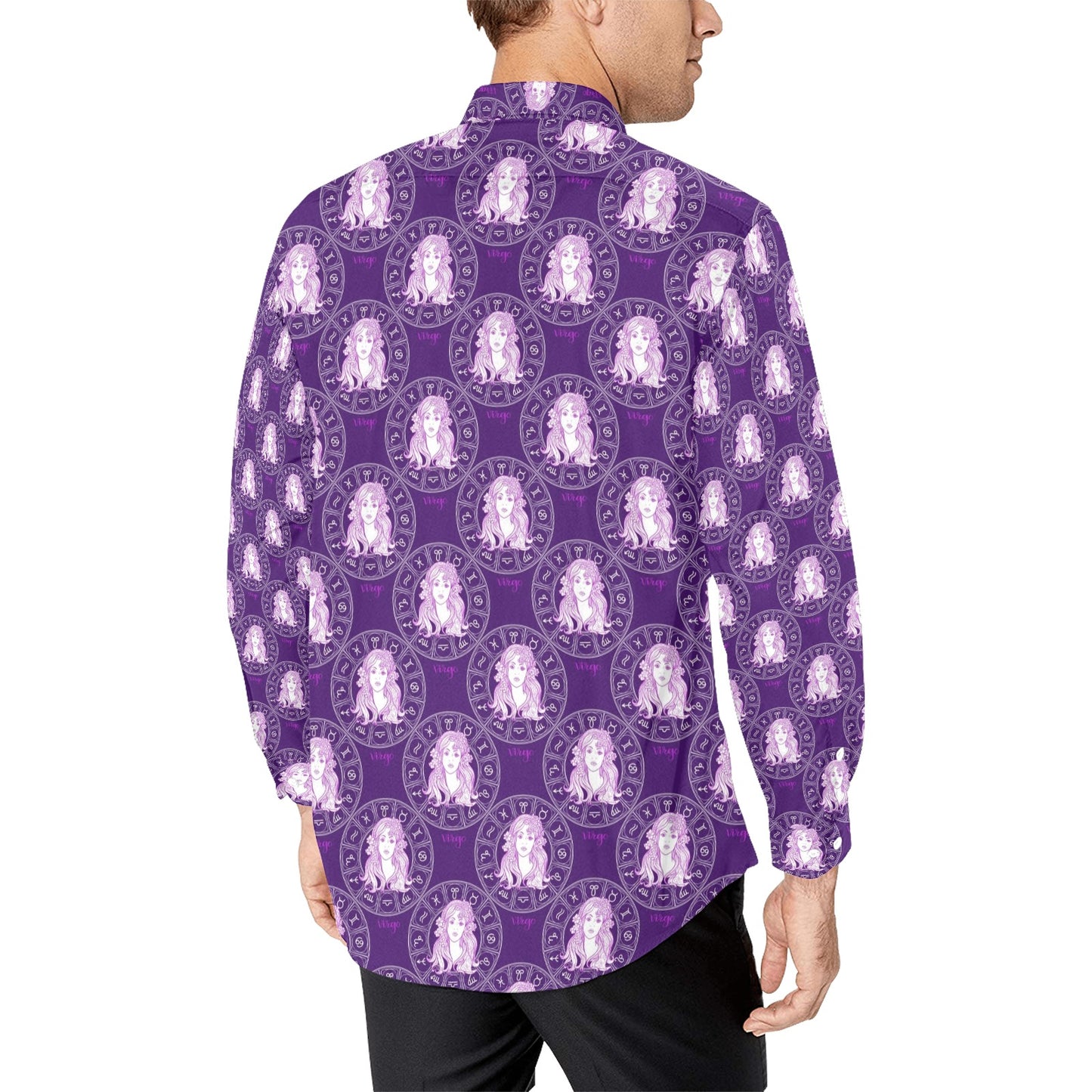Virgo Print Design LKS301 Men's Long Sleeve Dress Shirt