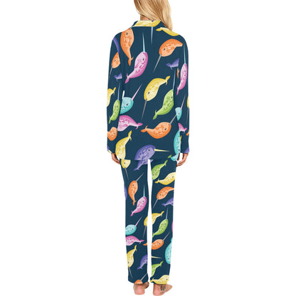 Narwhal Colorful Pattern Print Design 03 Women's Long Pajama Set