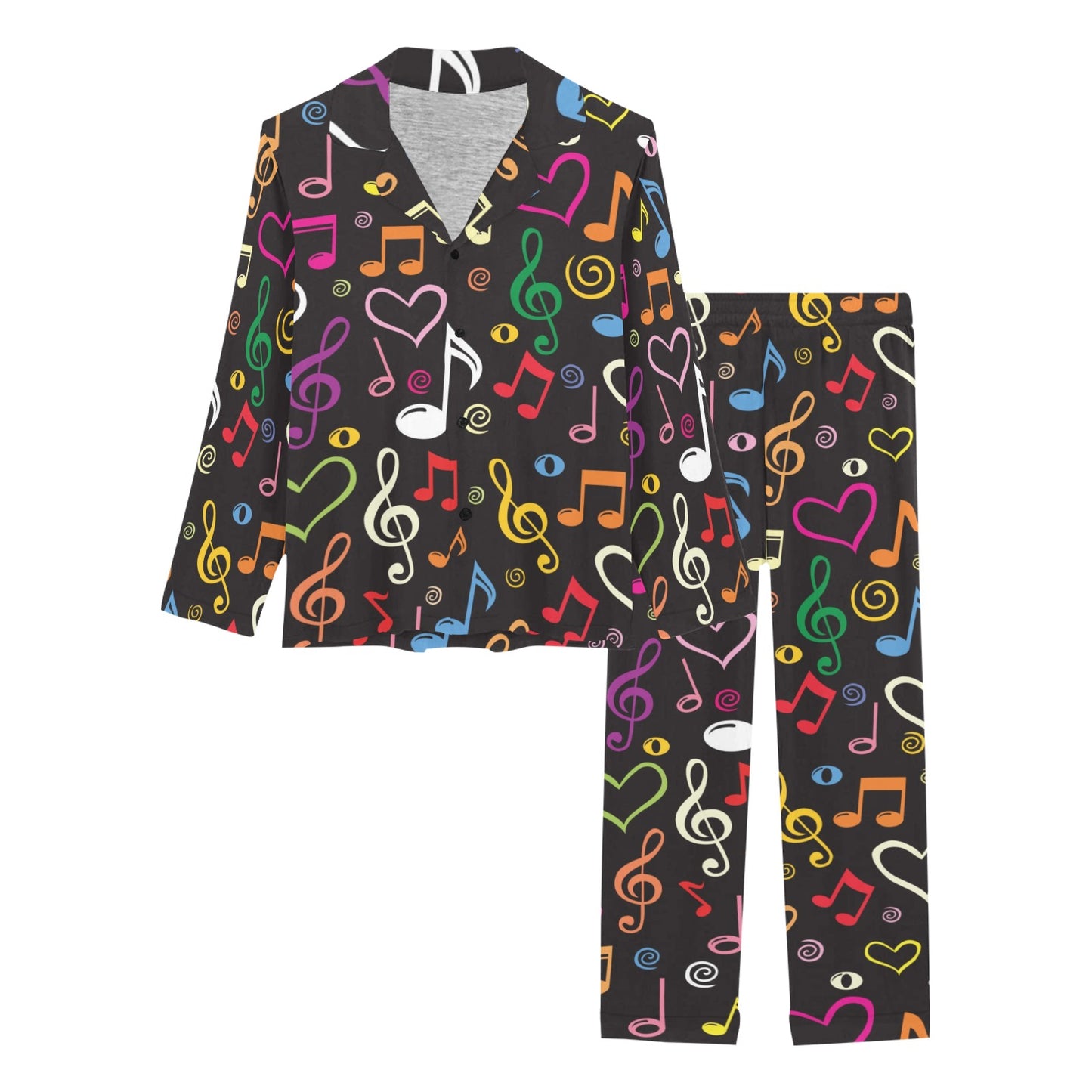 Music note Pattern Print Design A01 Women's Long Pajama Set