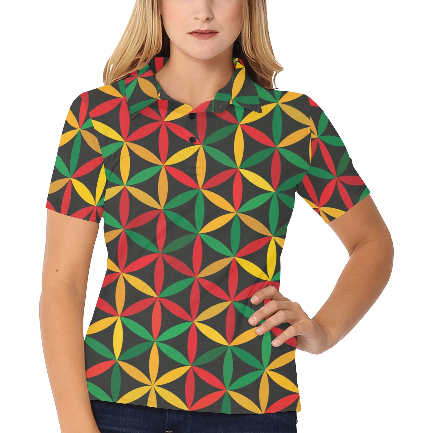 Rasta Pattern Print Design A04 Women's Polo Shirt