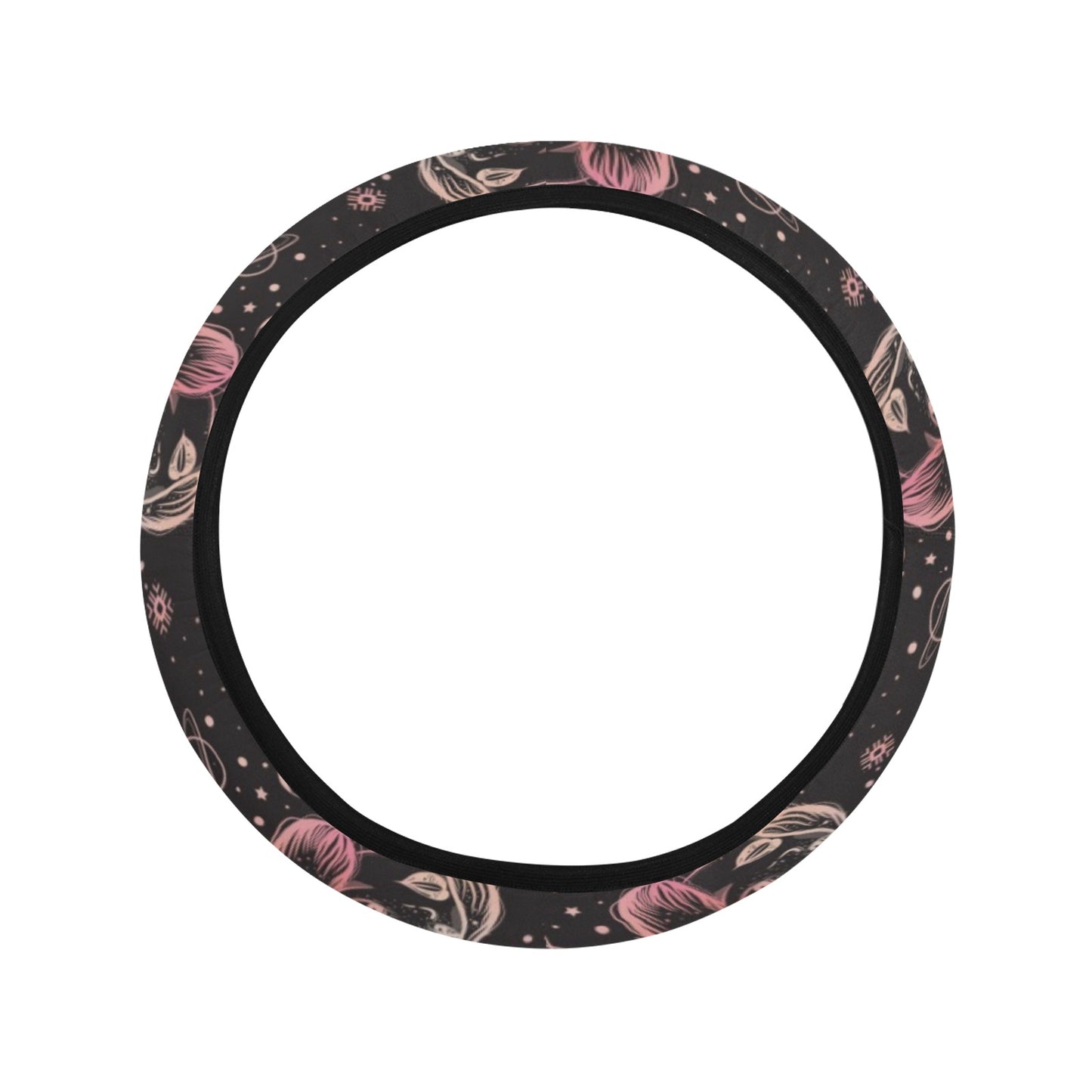 Third Eye Girl Cat Print Design LKS305 Steering Wheel Cover with Elastic Edge