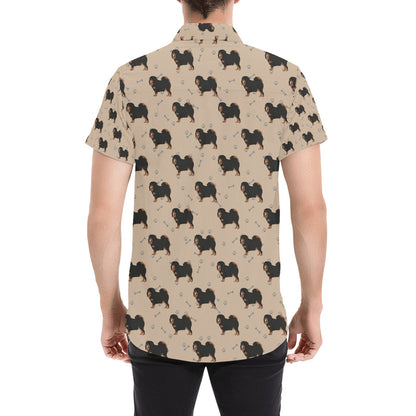 Tibetan Mastiffs Print Design LKS301 Men Short Sleeve Button Up Shirt