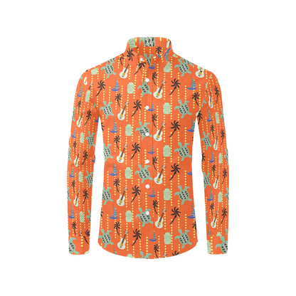 Ukulele Print Design LKS402 Men's Long Sleeve Dress Shirt