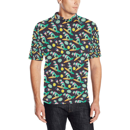 Surfboard T Rex Print Design LKS301 Men Polo Shirt