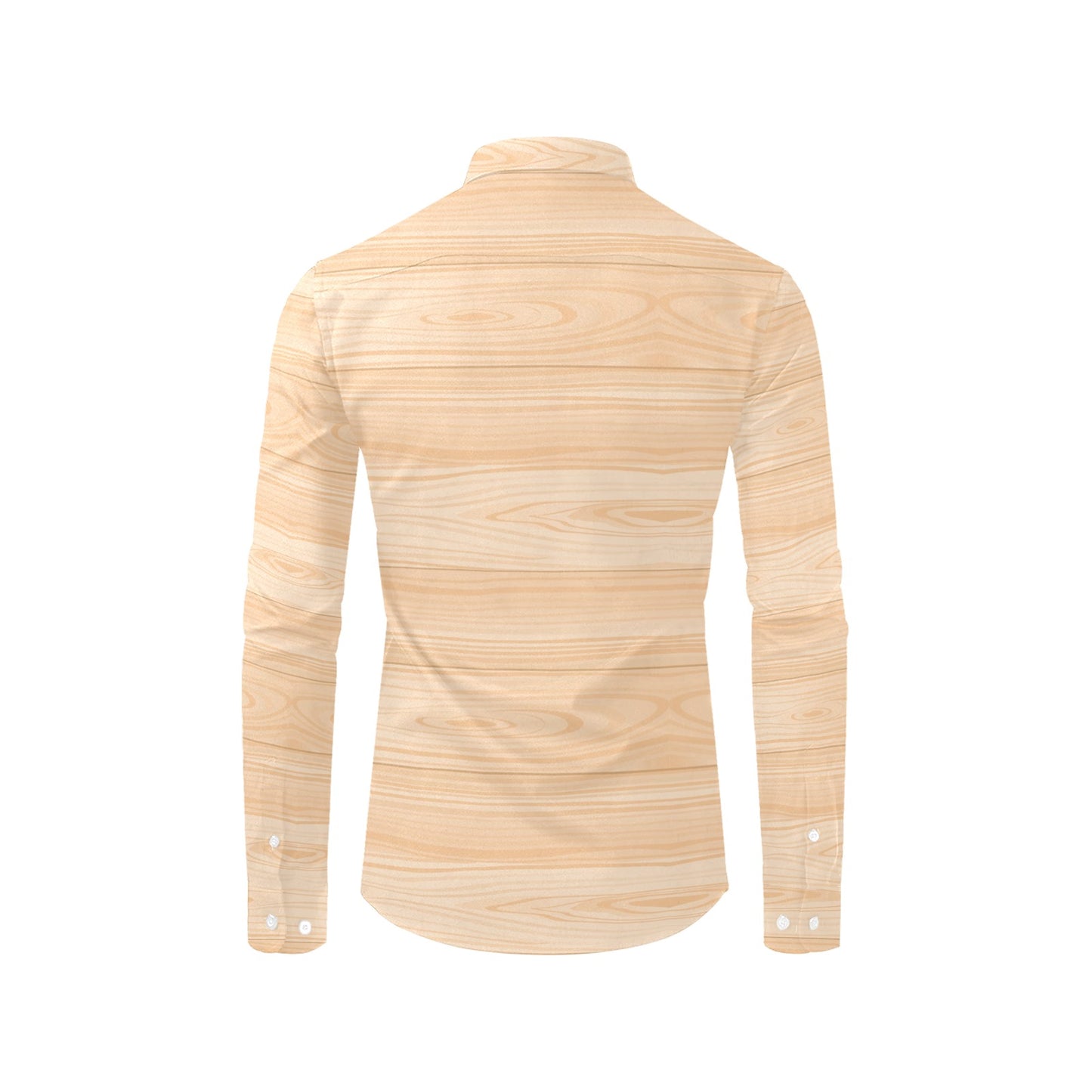 Wood Texture Print Design LKS302 Men's Long Sleeve Dress Shirt