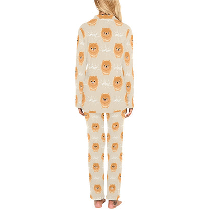 Pomeranians Pattern Print Design A04 Women's Long Pajama Set