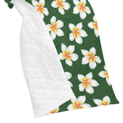 White Plumeria Pattern Print Design PM020 Premium Quilt