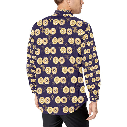 Sakura Print Design LKS303 Men's Long Sleeve Dress Shirt