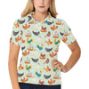 Chicken Pattern Print Design 07 Women's Polo Shirt