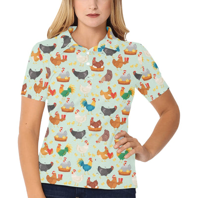 Chicken Pattern Print Design 07 Women's Polo Shirt