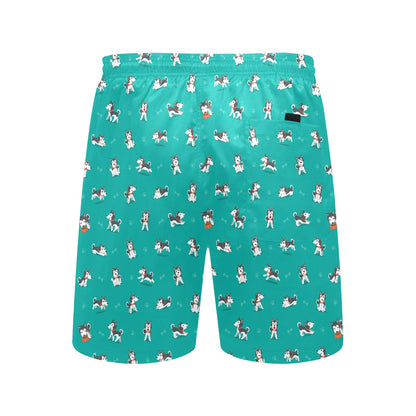 Siberian Huskies Print Design LKS303 Men's Swim Trunks Beach Shorts