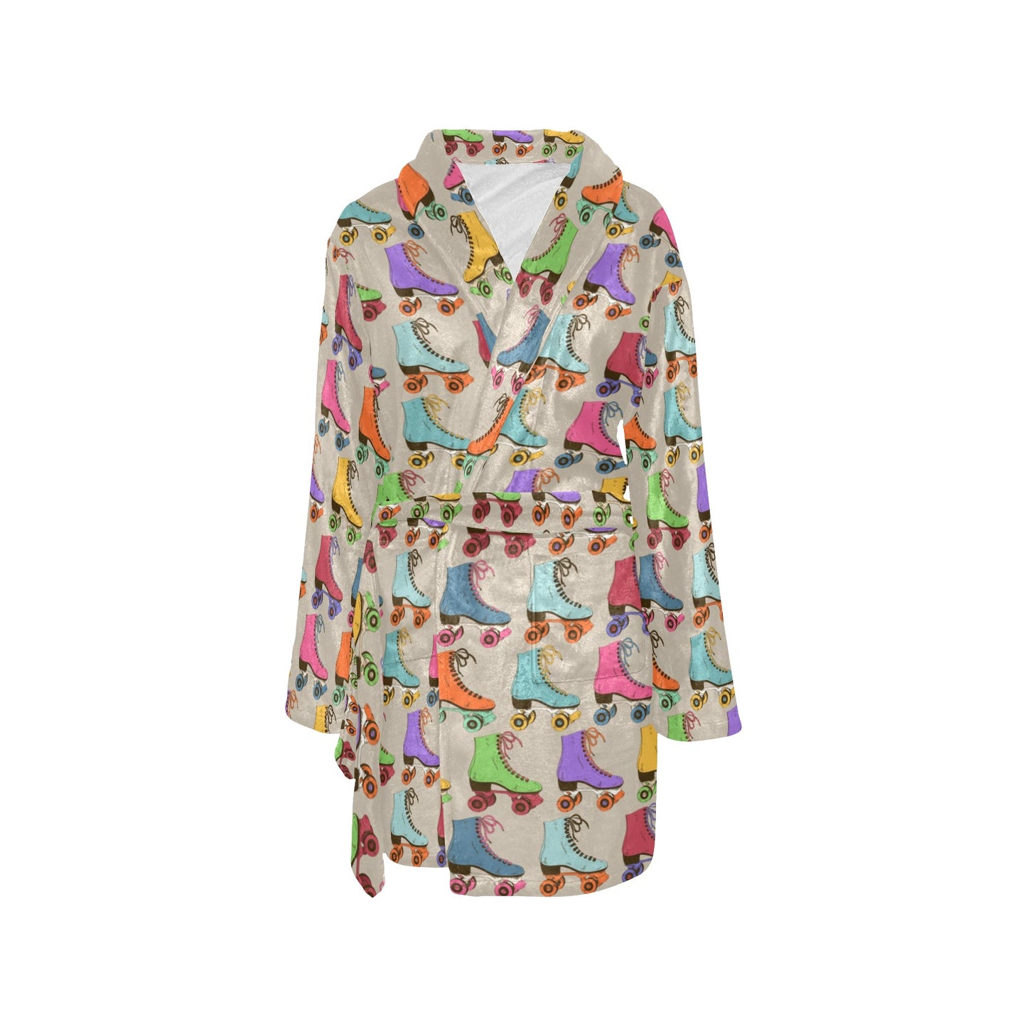 Roller skate Pattern Print Design A01 Women's Fleece Robe