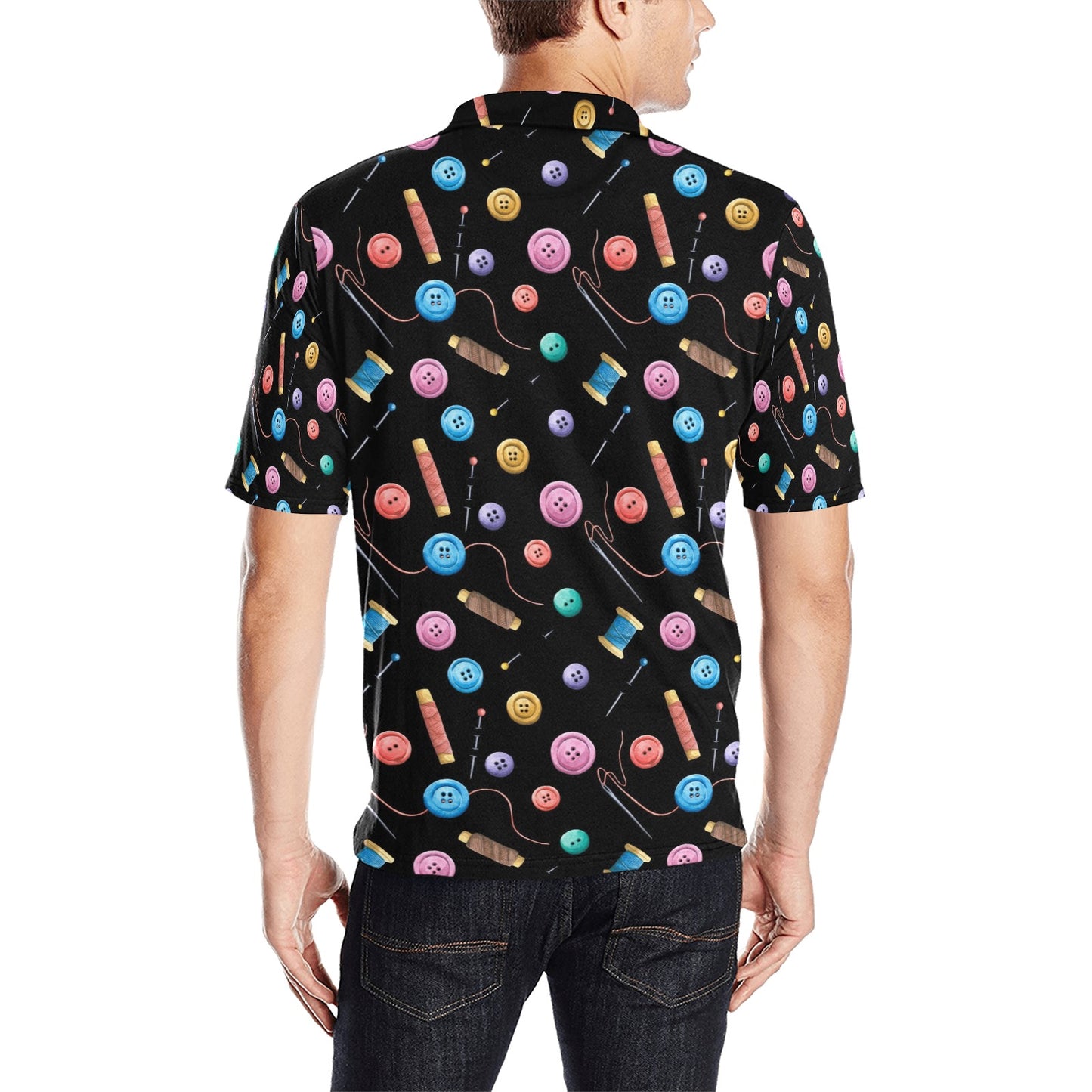 Sewing Print Design LKS309 Men Polo Shirt