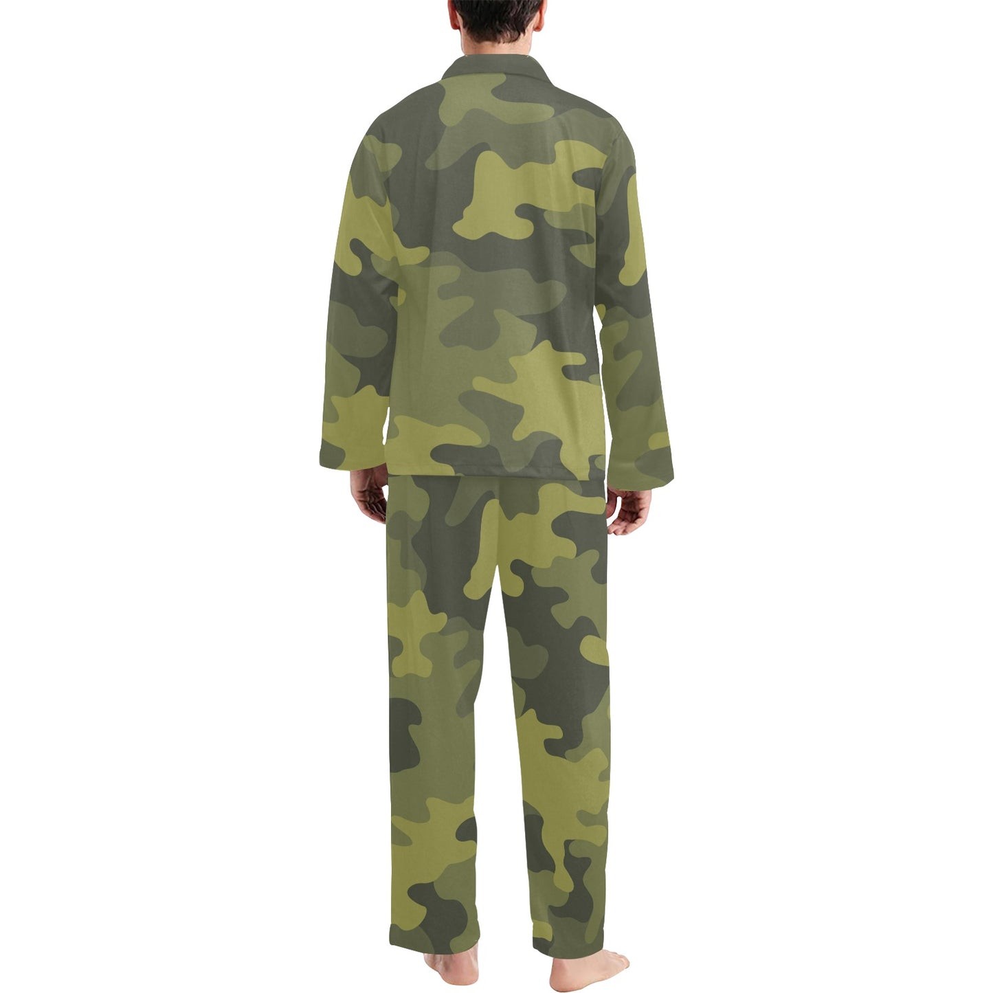 Military Camouflage Pattern Print Design 02 Men's Long Pajama Set