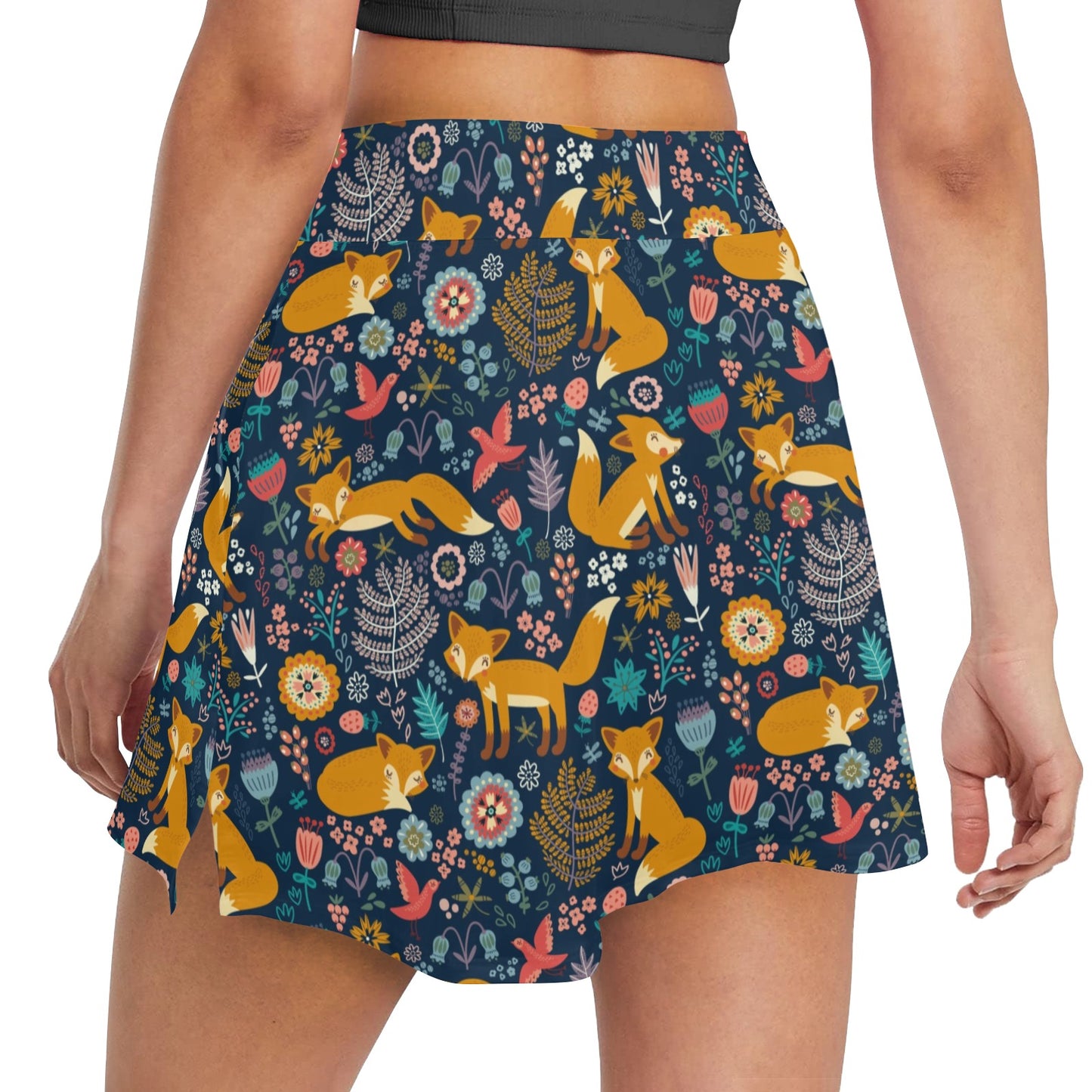 Fox Cute Jungle Print Pattern 17" Golf & Pickleball Skort with Pockets