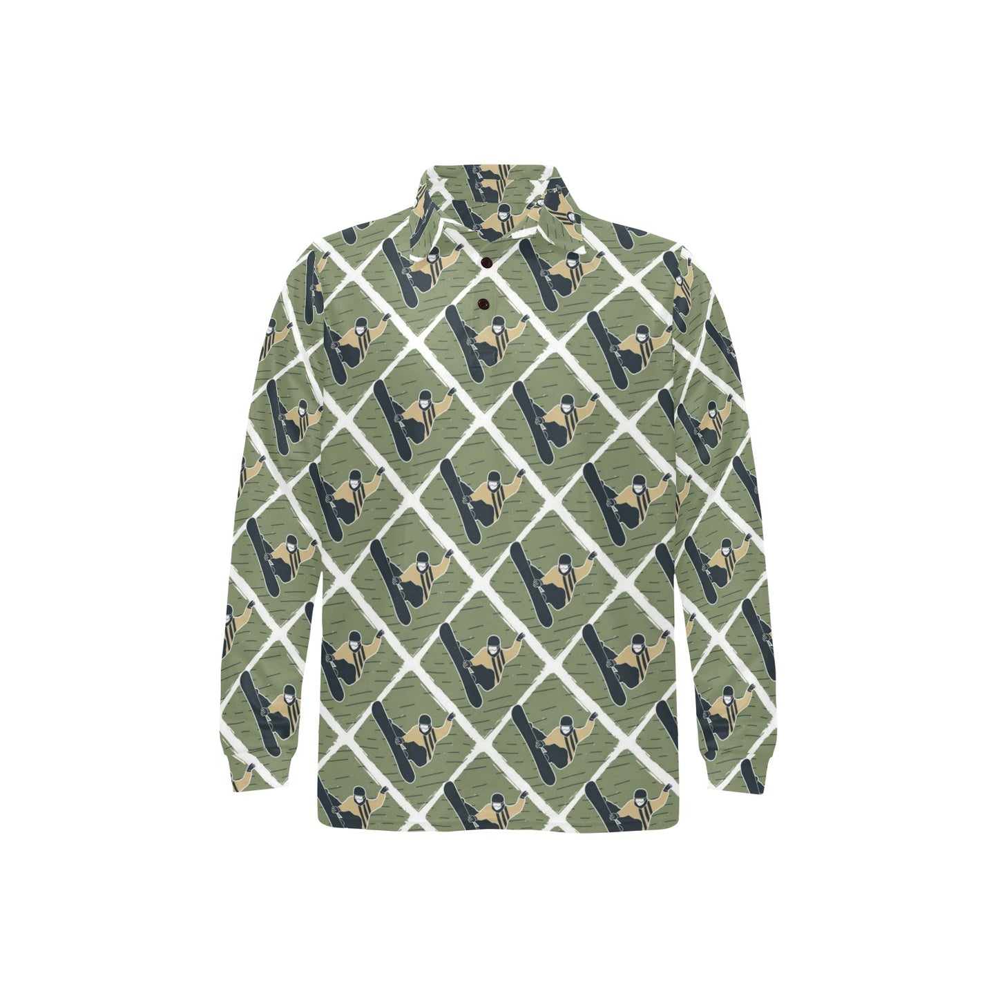 Snowboard Man Print Design LKS302 Long Sleeve Polo Shirt For Men's