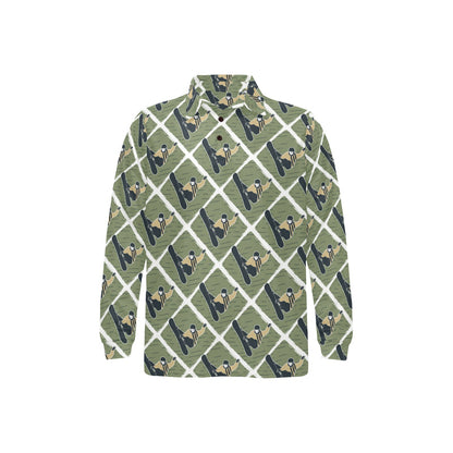 Snowboard Man Print Design LKS302 Long Sleeve Polo Shirt For Men's