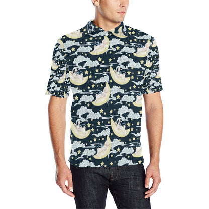 Rabbit Sleeping Pattern Print Design RB08 Men Polo Shirt