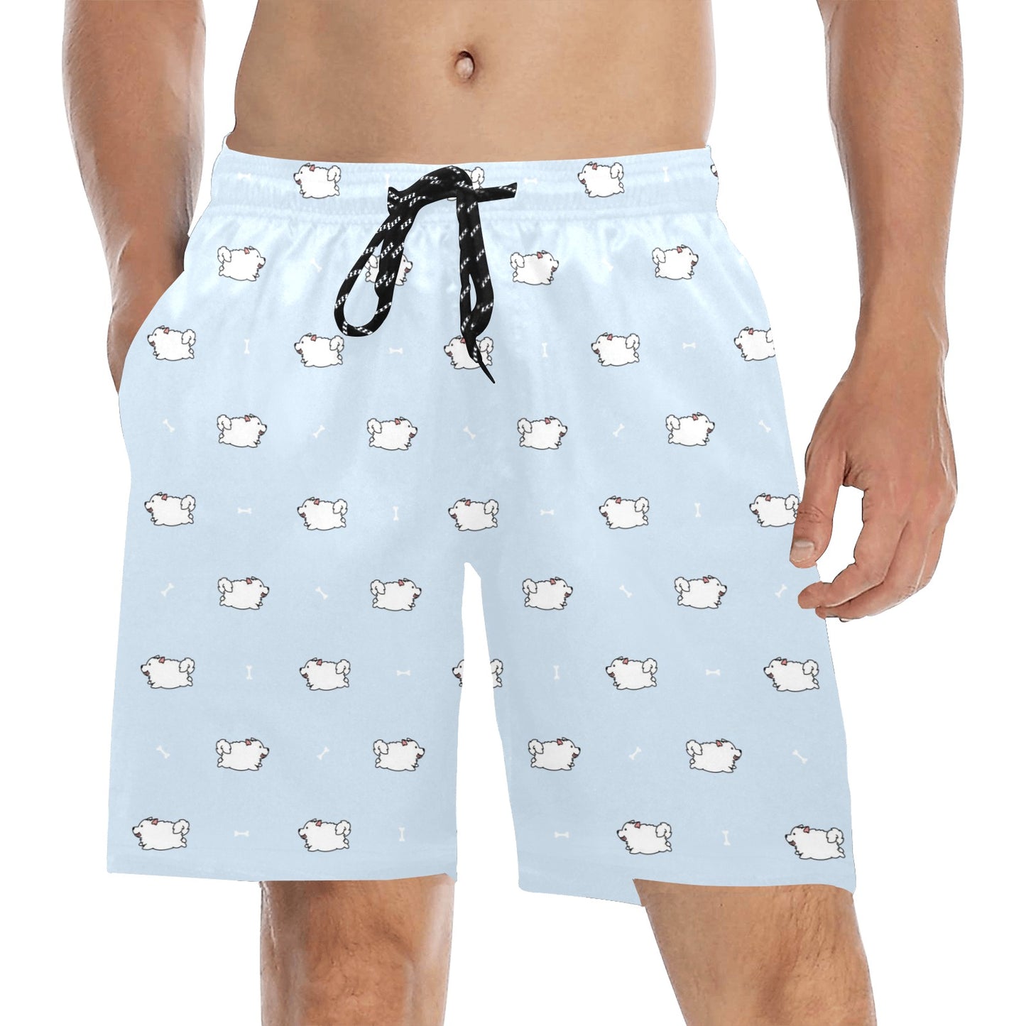 Samoyeds Print Design LKS302 Men's Swim Trunks Beach Shorts