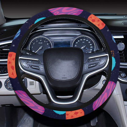 Planet Multicolor Print Design LKS302 Steering Wheel Cover with Elastic Edge