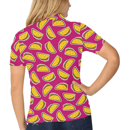 Taco Pattern Print Design TC01 Women's Polo Shirt