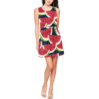 Watermelon Pattern Print Design WM011 Sleeveless Dress