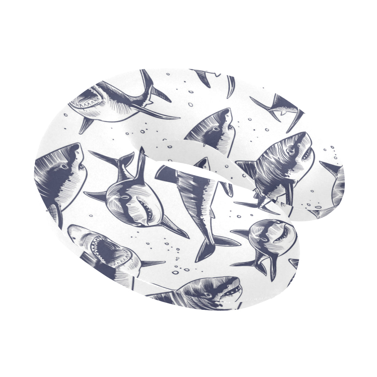 Great White Shark Pattern Print Design 02 U-Shaped Travel Neck Pillow