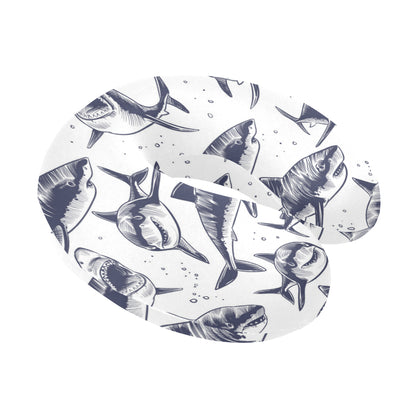 Great White Shark Pattern Print Design 02 U-Shaped Travel Neck Pillow
