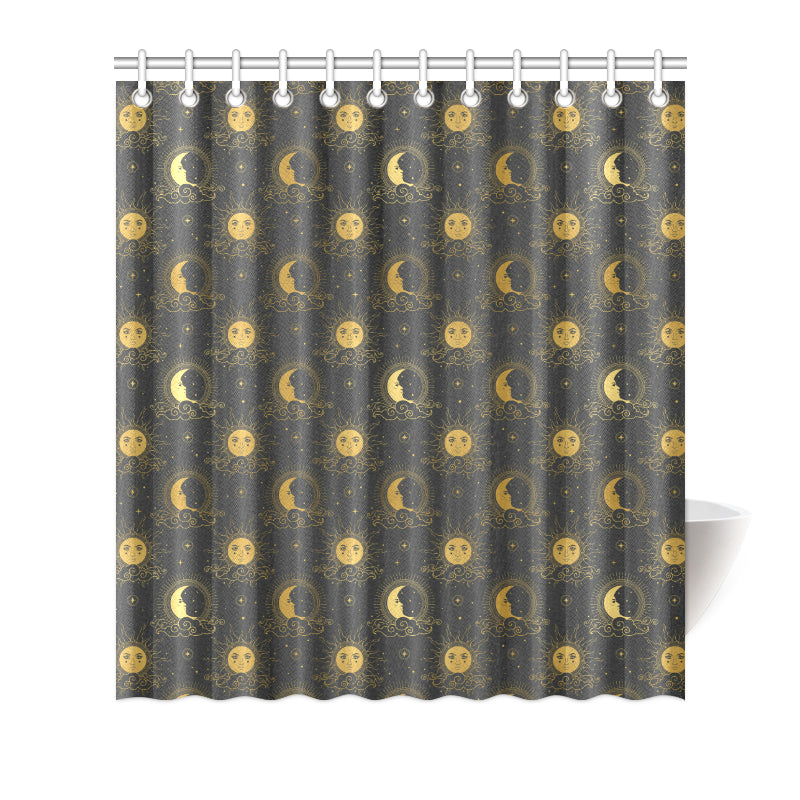Celestial Moon Sun Pattern Print Design 05 Shower Curtain