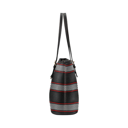 Checkered Flag Red Line Style Leather Tote Bag