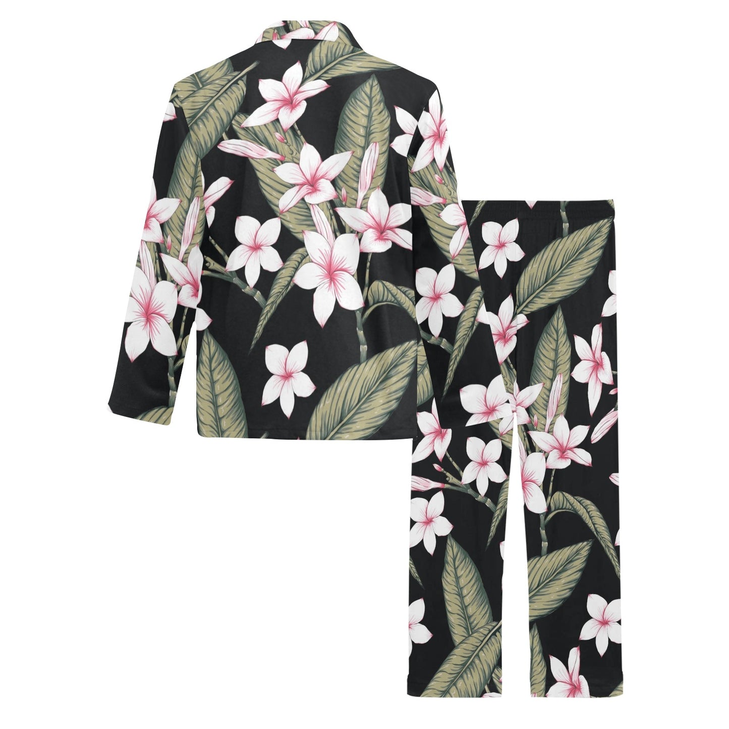 Plumeria Pattern Print Design PM021 Men's Long Pajama Set