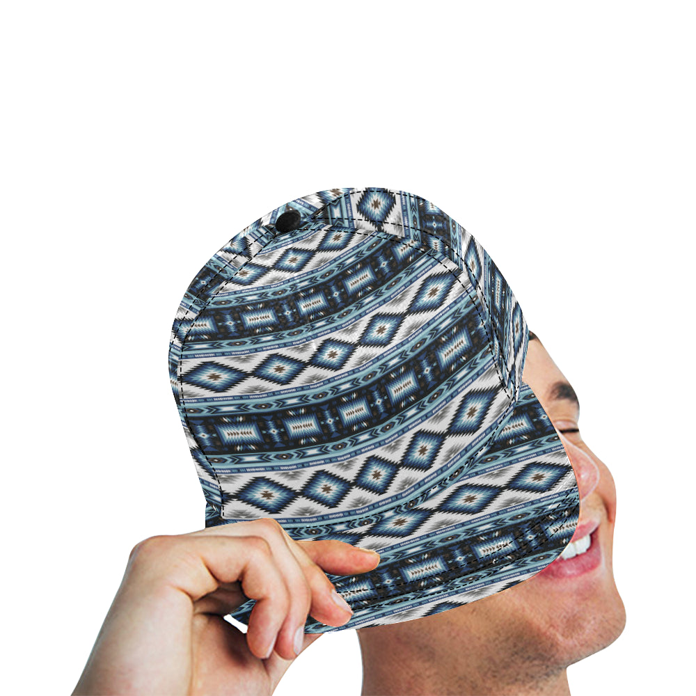 Navajo Dark Blue Print Pattern Snapback Cap
