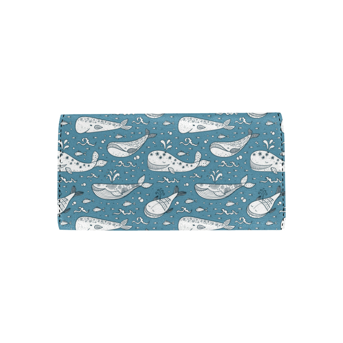 Humpback Whale Pattern Print Design 03 Women's Trifold Wallet