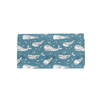 Humpback Whale Pattern Print Design 03 Women's Trifold Wallet
