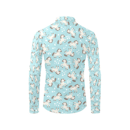 Horse Cute Print Design LKS306 Men's Long Sleeve Dress Shirt