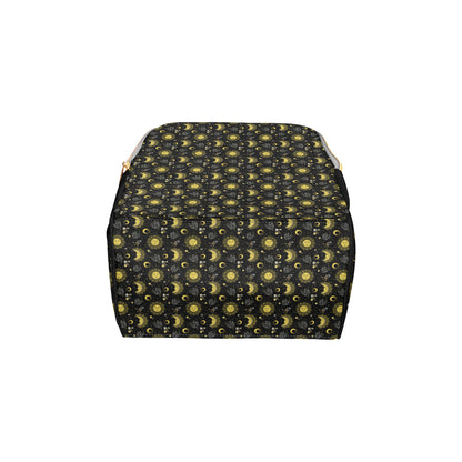 Sun Moon Golden Design Themed Print Diaper Bag Backpack