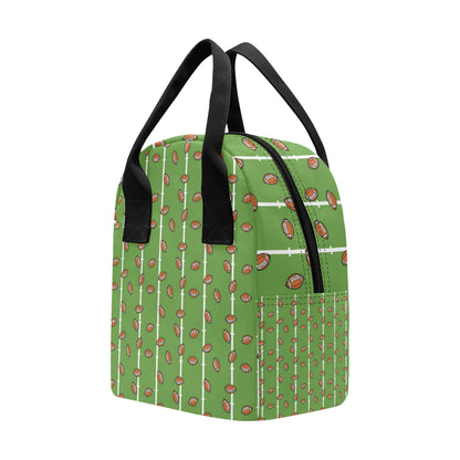 American Football on Field Themed Print Insulated Lunch Bag