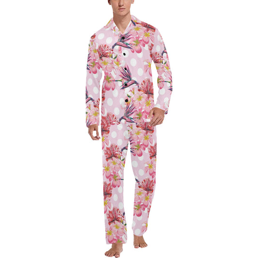 Bird Of Paradise Pattern Print Design BOP011 Men's Long Pajama Set