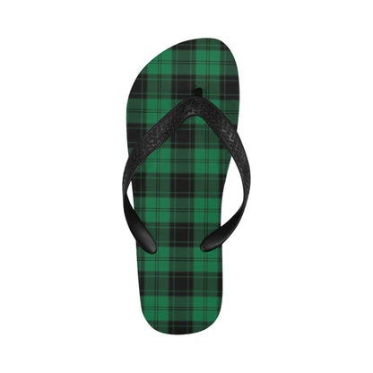 Tartan Green Print Design LKS302 Flip Flops