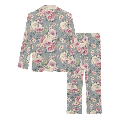 Peony Pattern Print Design PE05 Women's Long Pajama Set