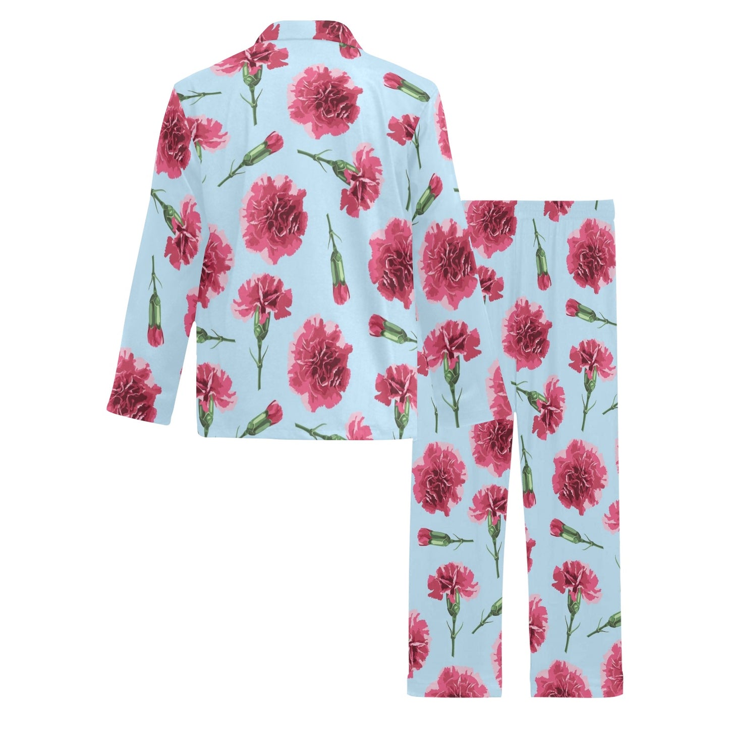 Carnations Pattern Print Design CN01 Men's Long Pajama Set