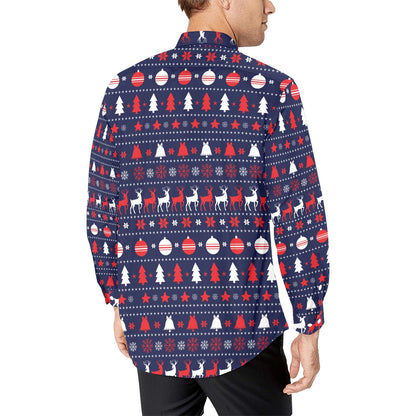 Reindeer Print Design LKS404 Men's Long Sleeve Dress Shirt
