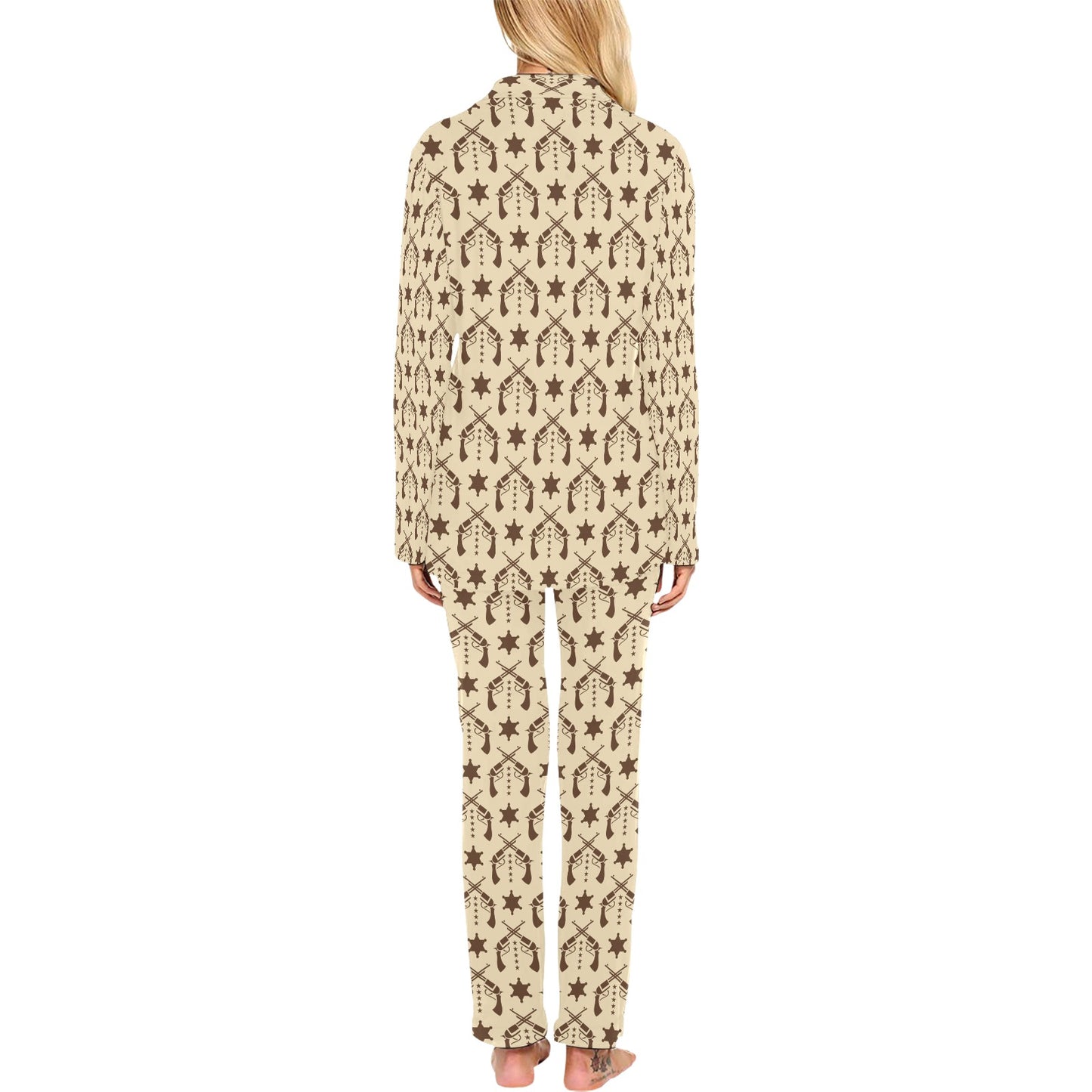 Western Cowboy Print Design LKS302 Women's Long Pajama Set