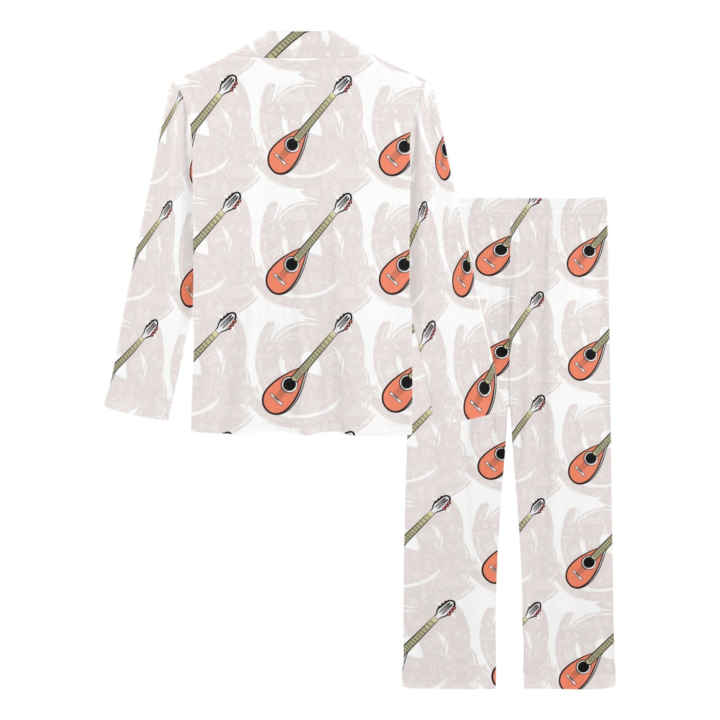 Mandolin Pattern Print Design 03 Women's Long Pajama Set