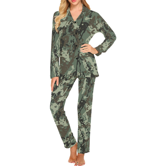 Camouflage Pattern Print Design 06 Women's Long Pajama Set